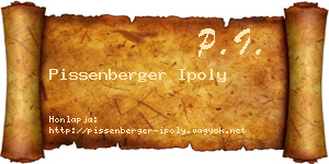 Pissenberger Ipoly névjegykártya